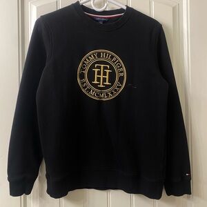 Tommy Hilfiger Black Crewneck with Gold Emblem